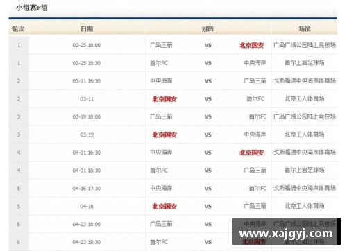 北京国安全部赛程时间及对手汇总